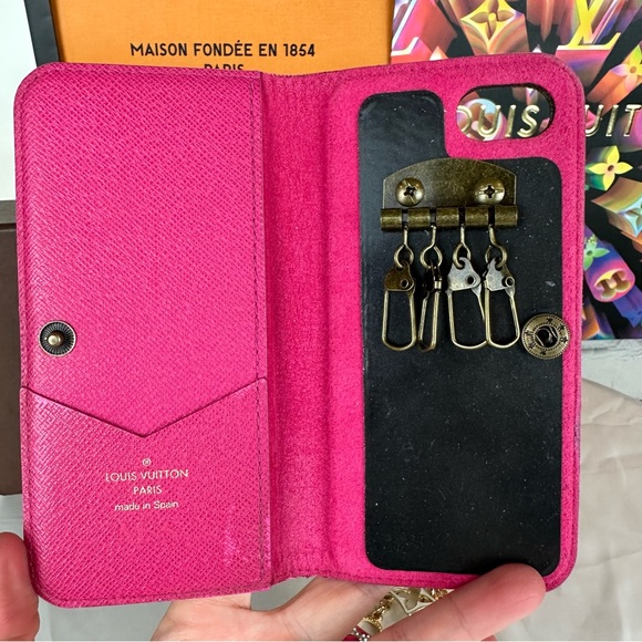 Louis Vuitton 4 key holder wallet with bag charm keychain CUSTOM - Picture 12 of 16